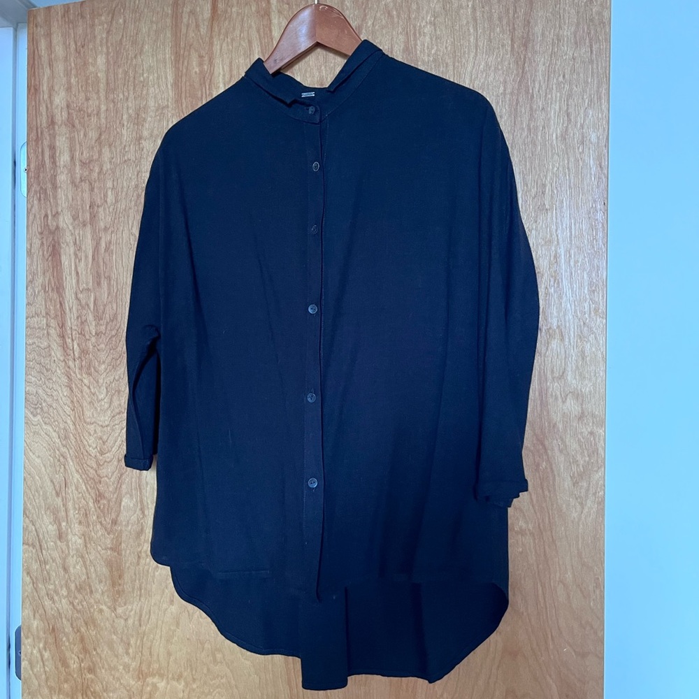 Blamo fka Heathen black button down women’s cotton tunic L